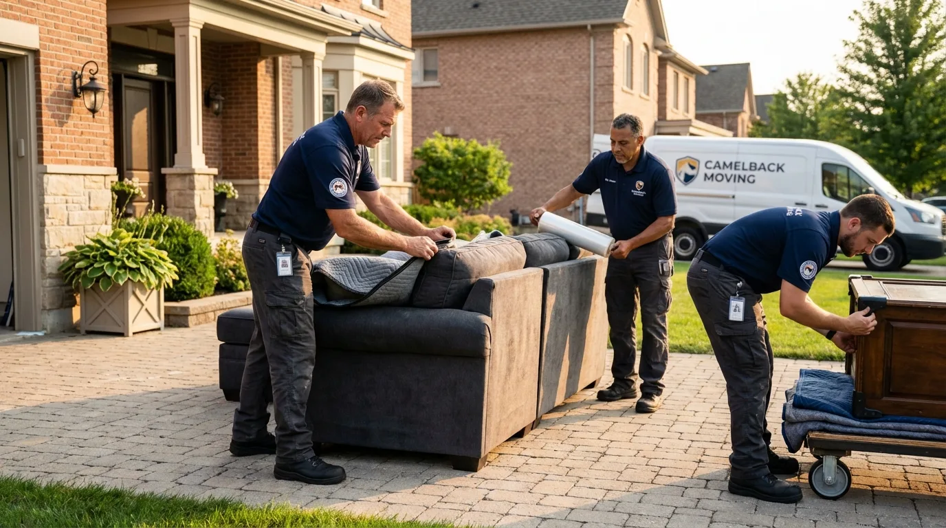 Large estate moving crew wrapping furniture in Leesburg, FL