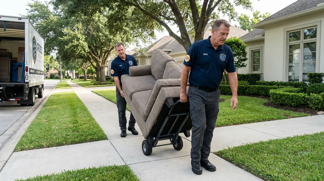 Local residential moving crew loading furniture in Leesburg, FL